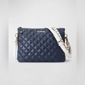 MZ Wallace Crosby Pippa Large Quilted Shoulder Bag in Dawn/White